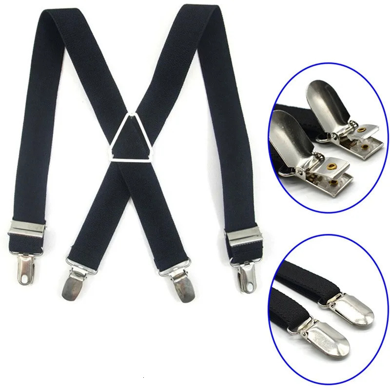 Suspenders Men Adjustable Elastic X Back Pant Suspender for Trousers 25CM Width 4 Clips Braces 241122