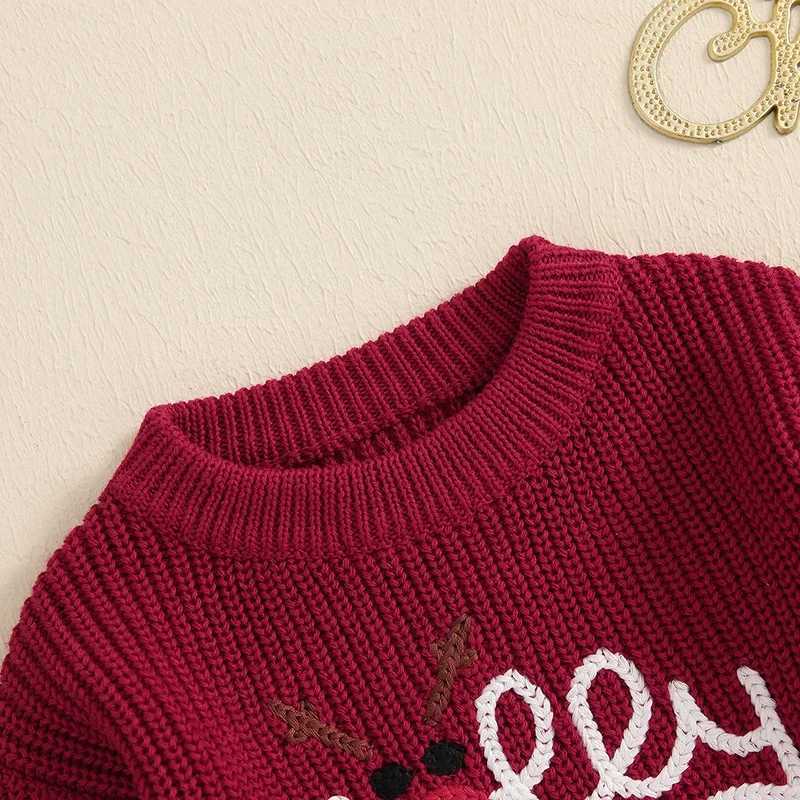 Baby boy girl Christmas sweater newborn reindeer letter embroidery warm pull Knitwear jumper top W241205