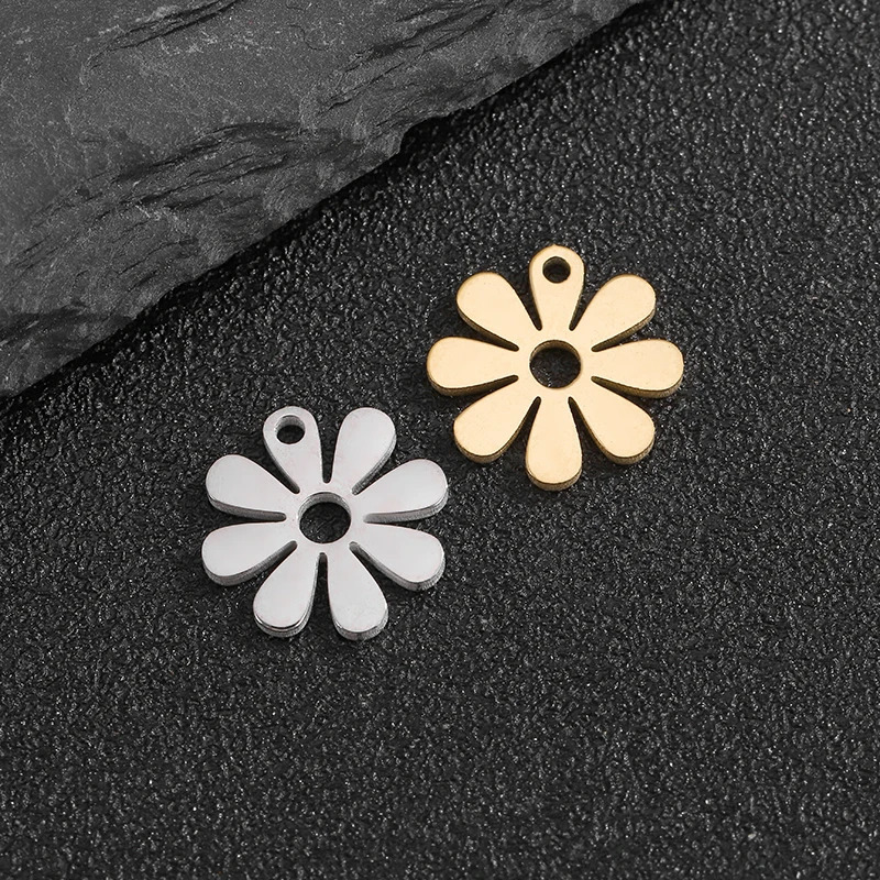 5pcsLot Flower Charms Stainless Steel Charm for Jewelry Making Tiny Minimal Small Pendant DIY Necklace Bracelet Gifts 241122