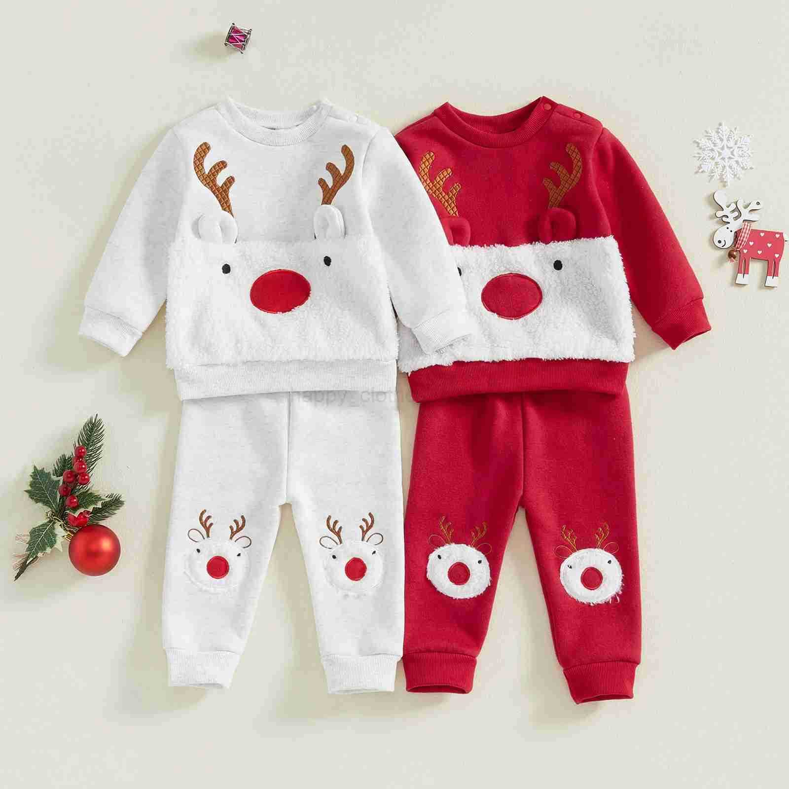 0-3Y Christmas Newborn Baby Boy Girl Clothes Sets Infant Toddler Girl Boy Reindeer Long Sleeve Top Pants Outfit CostumeXJ241205
