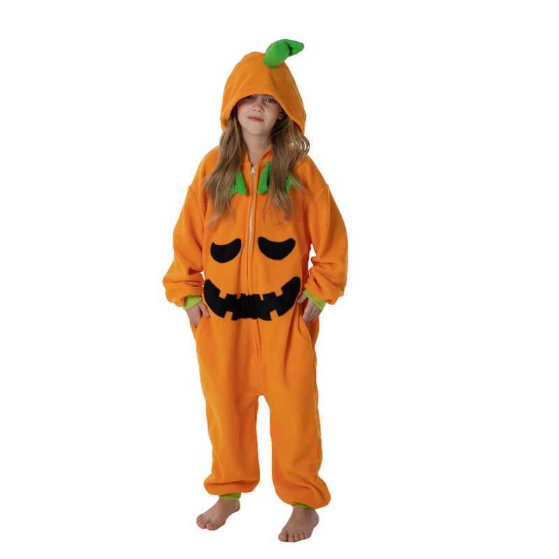 Pajamas Kids Zipper Halloween Pumpkin Monster Onesie Pajamas Children Animal Whole Pijamas Cartoon Cosplay Girls Kigurumi Costume H241205