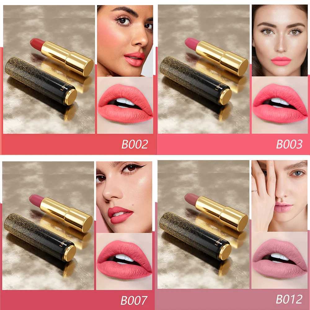 Matte Lipstick Long Lasting Smudge Proof Lipstick 4Pcs Set for Women Dark Ruby Red Nude Beige Pink Mauve Waterproof LipstickXJ241205