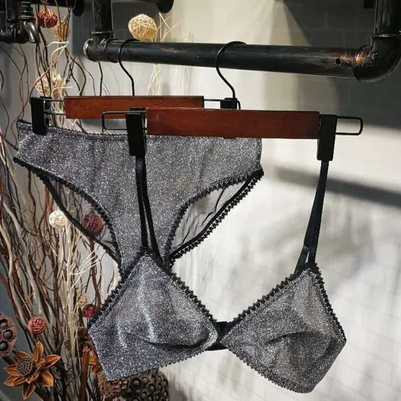 Wriufred Comfortable Bra Sets Temptation Wild Triangle Cup Underwear Gold Sliver Ultra thin Sexy Lingerie SetsXJ241205