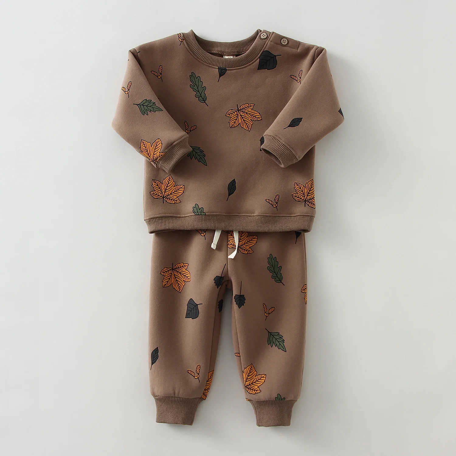 Thicken Printed Baby Outfits Autumn Winter Fleece Sweatshirt Top + Pants 2Pcs Toddler Boys Girl Clothes SetsXJ241205