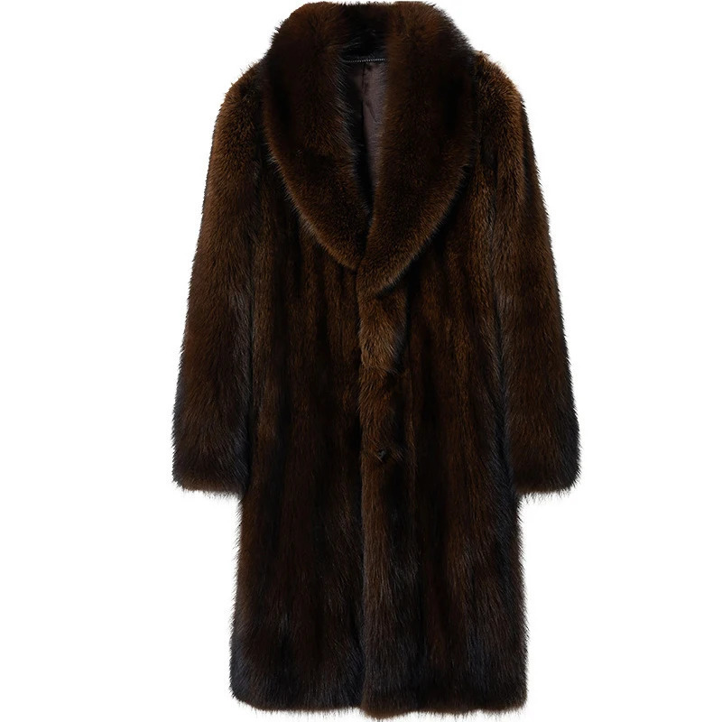 Long Mink Fur Coat For Man 2024 Winter Thicken Lapel Fluffy Jacket Mans Warm Outerwear Artificial Furry Overcoat 241202