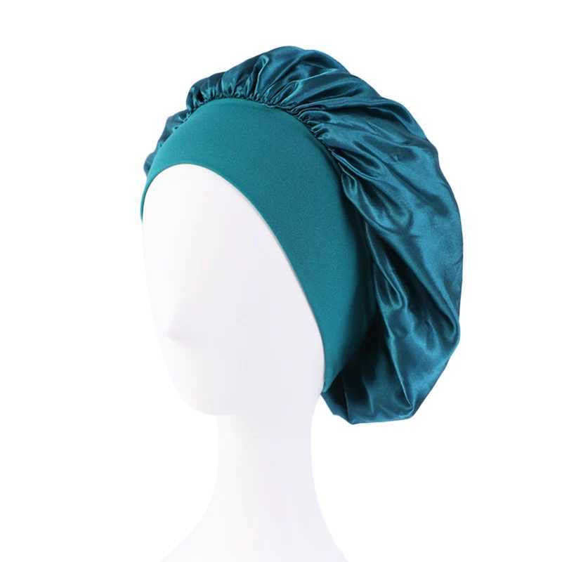 New Satin Wide Brim Nightc Silky Bonnet Hair Wr for Sleeping Sleep C With Elastic Soft Band Styling C Hair Wrping ToolXJ241205