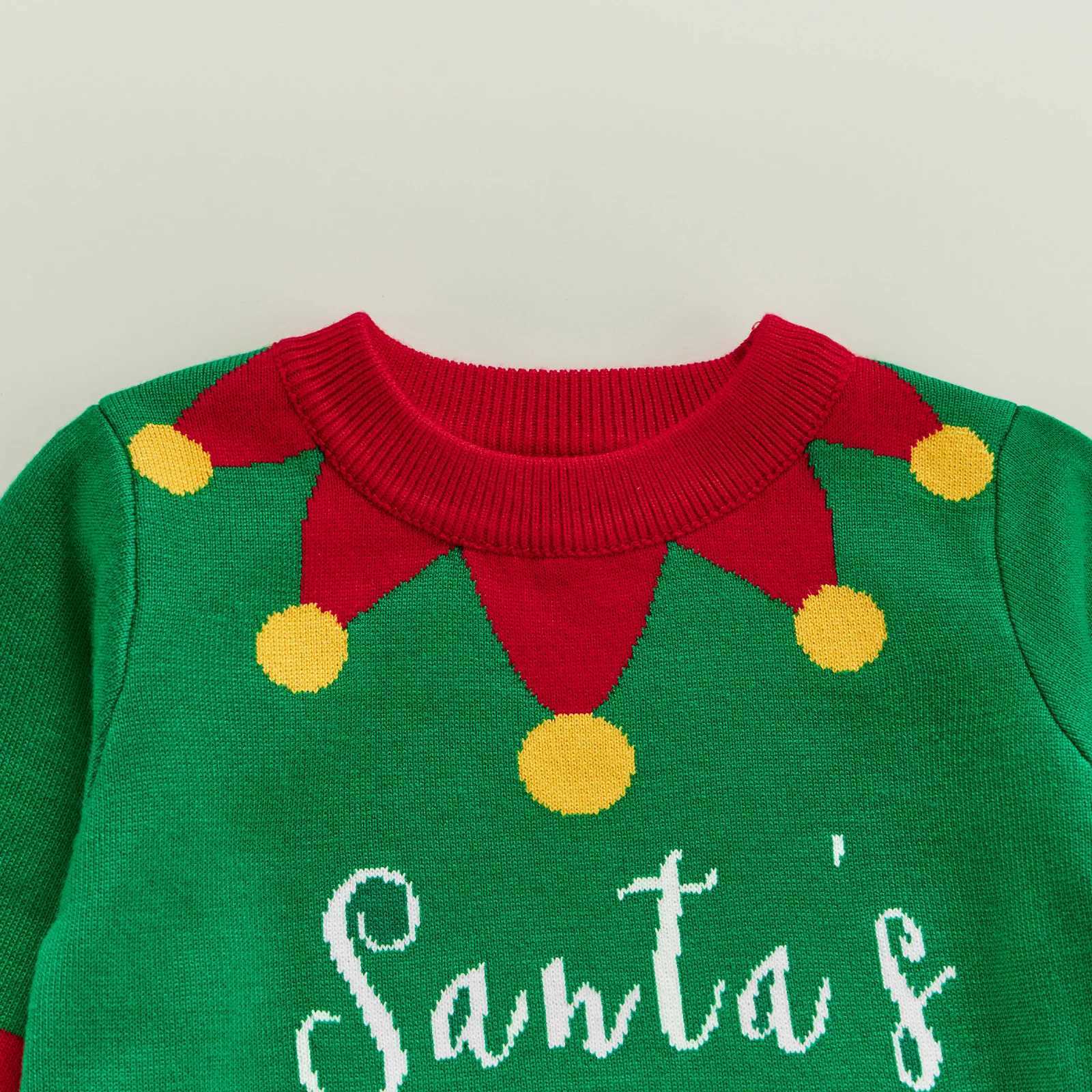 Baby girl boy casual long sleeved sweater fashionable Christmas jacquard round neck flower knit 2-7T W241205