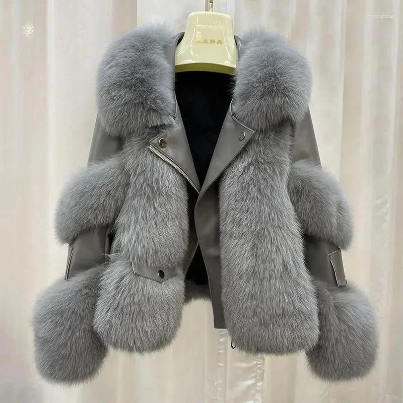 Women's Leather High Quality Imitation Fur Coat Vest Short Clothing Autumn Winter Patchwork Slim Fashion Versatile Warm Female Jackets