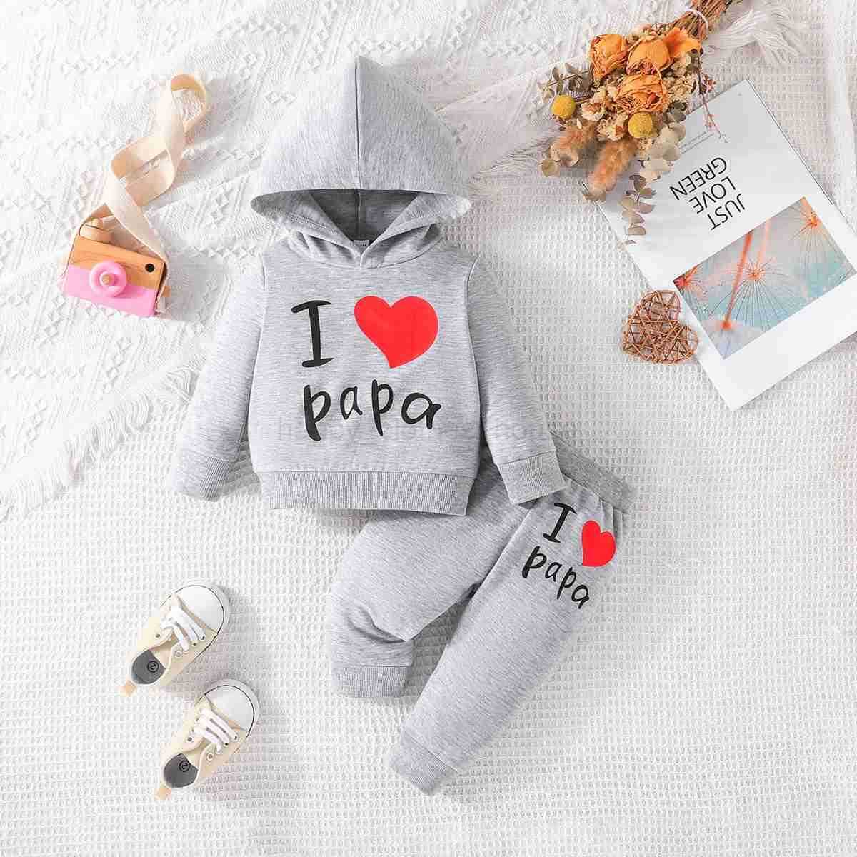 Girls Boy 3 -24 Months Cute Letter Long Sleeve Hoodie Tee Long Pants Outfit Toddler Infant Clothing Set Fashion Kids WearXJ241205
