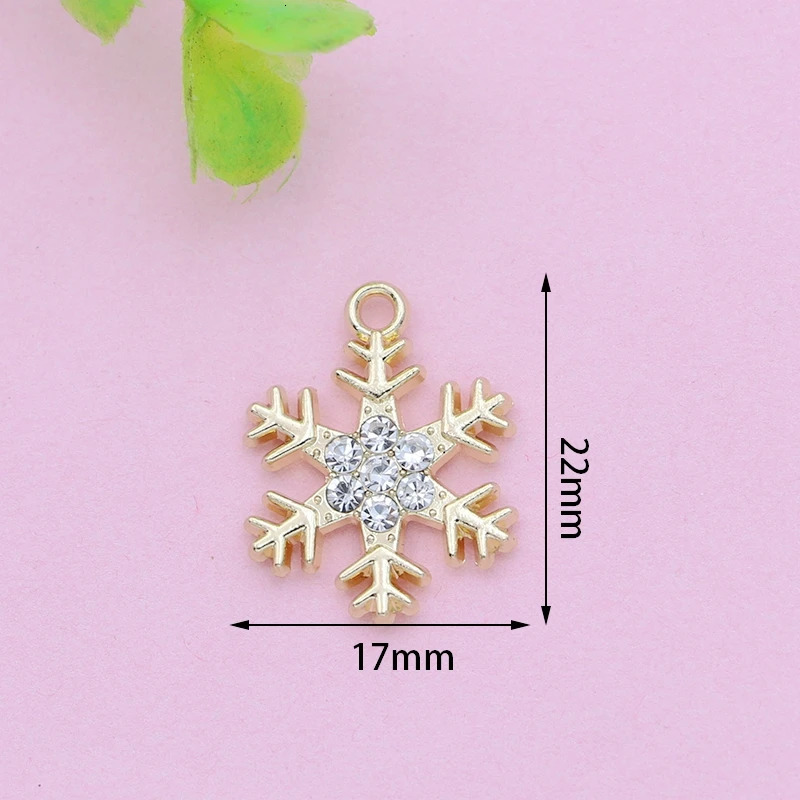 10Pcs Gold Plated Crystal Snowflake Charm Pendant for Jewelry Making Bracelet Necklace DIY Accessories Craft Findings 22x17mm 241122