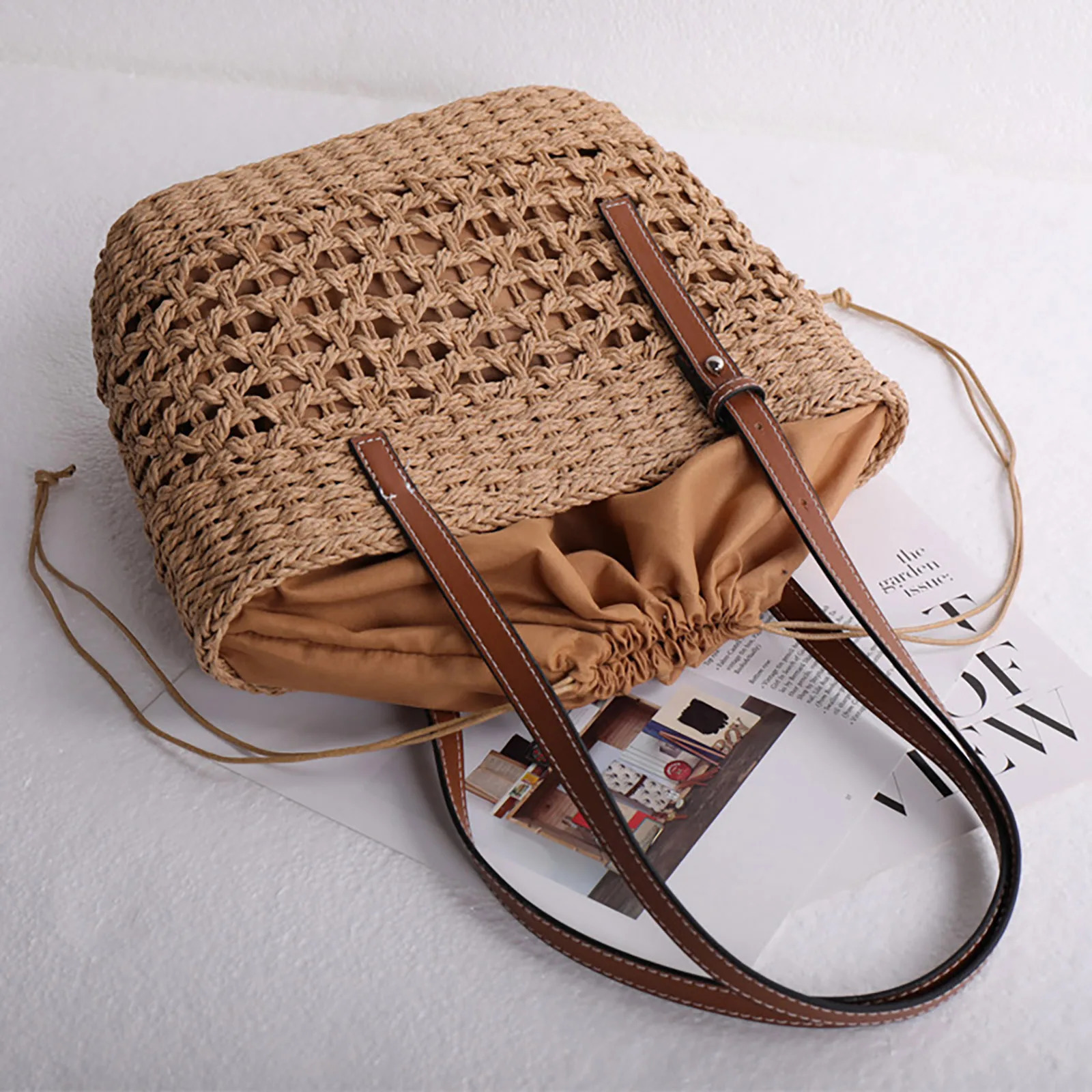 Trendy Straw Bags for Women Summer Beach Shoulder Wicker Bag Woven Rattan Tote Handmade Purse Bohemia Handbag bolsos 241204