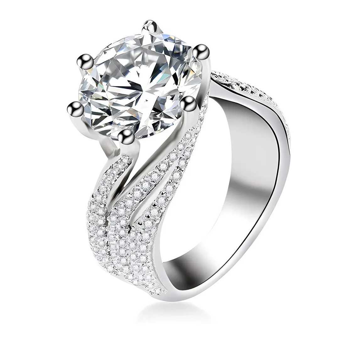 A real 3-carat D-colored silica womens wedding ring with 18K white gold plating and 925 sterling silver exquisite bridal jewelry W241205