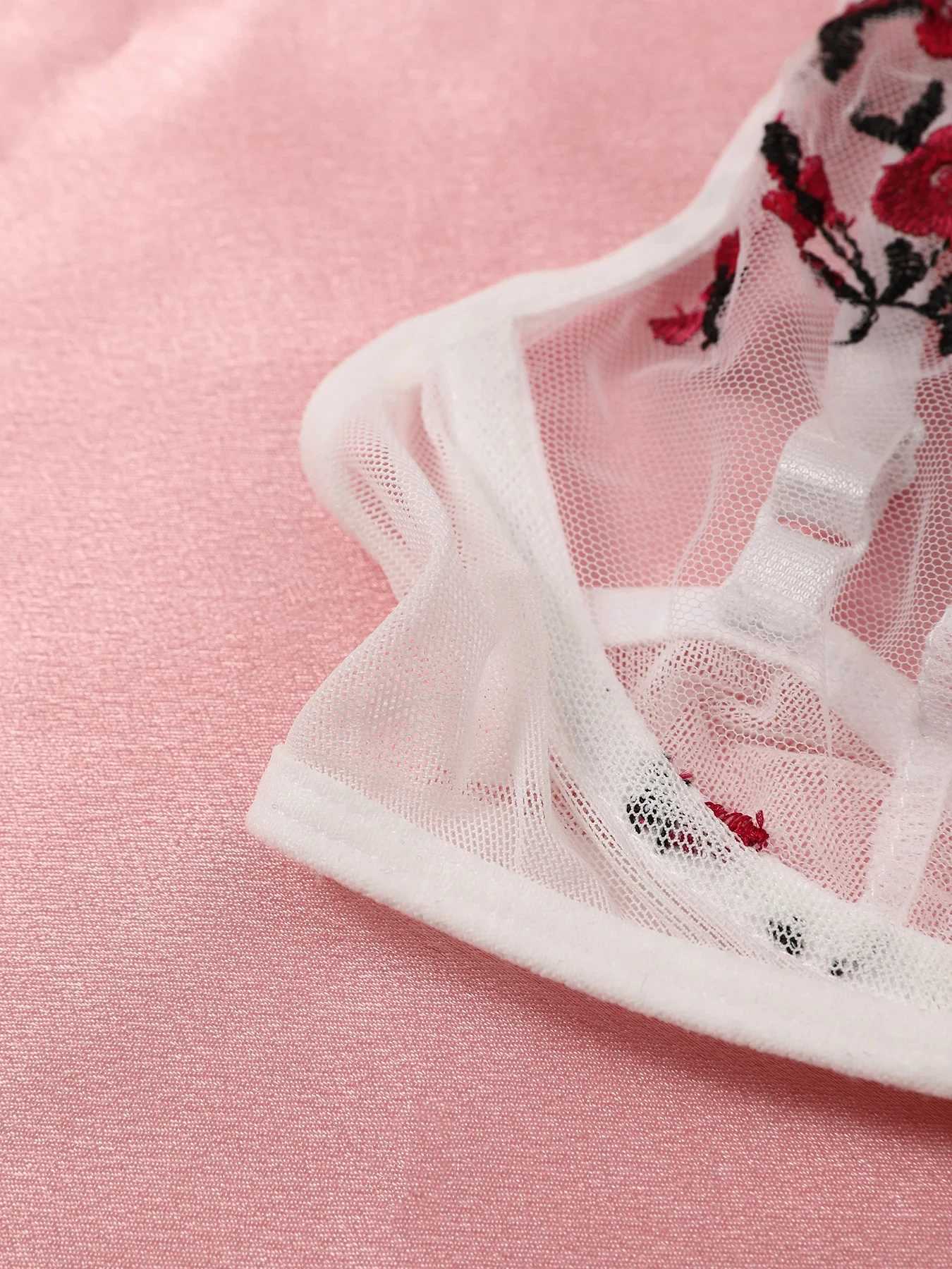 Sexy Lace Lingerie Push Up Lingerie Semi-Sheer Bra And Panty Sets Women Gathering Chest Underwear Embroidery Bralette SetXJ241205