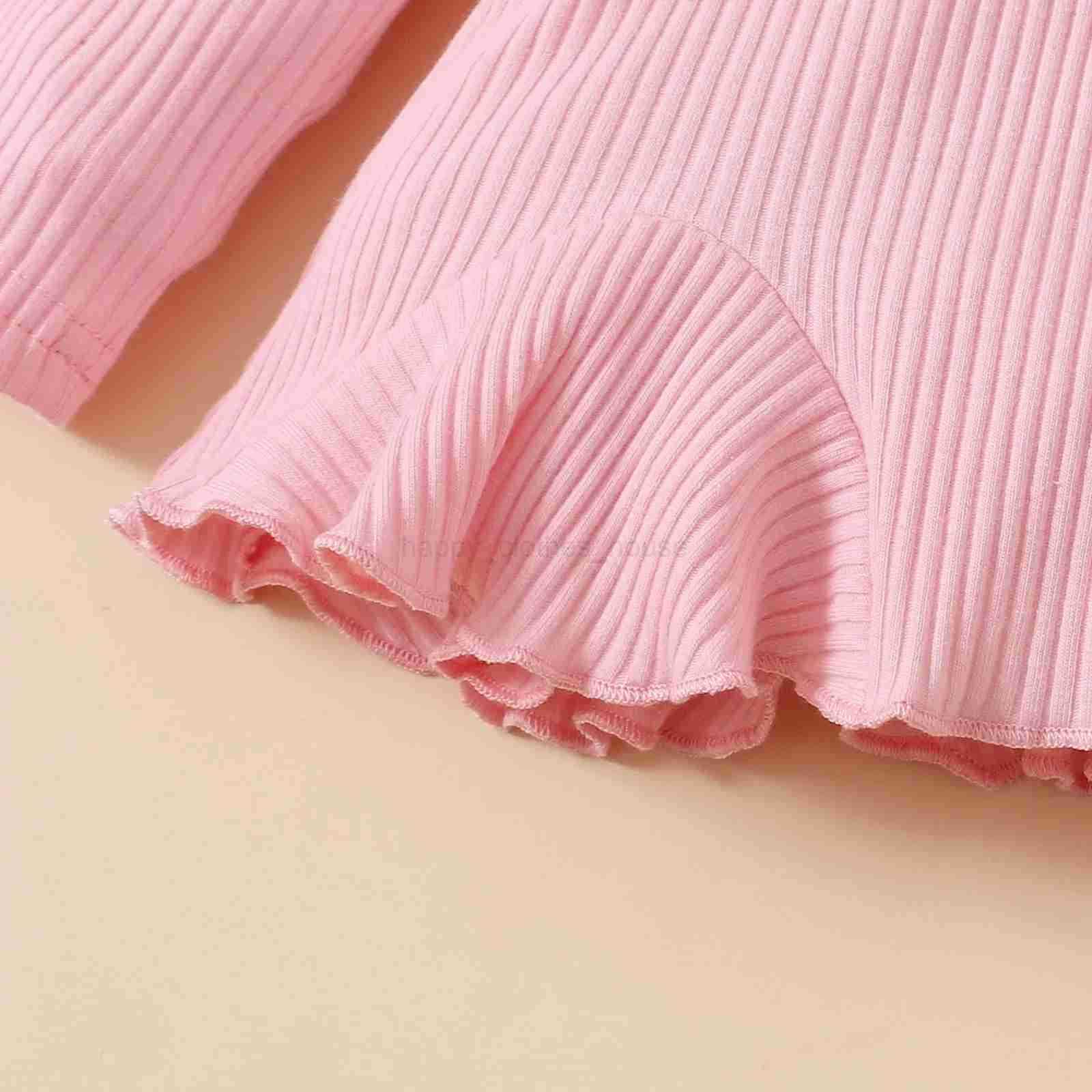 Newborn Baby Girls Clothes Set Pink Toddler Ruffle Tops Heart Print Bow Trousers Princess Casual Infant Outfits Clothes SuitXJ241205