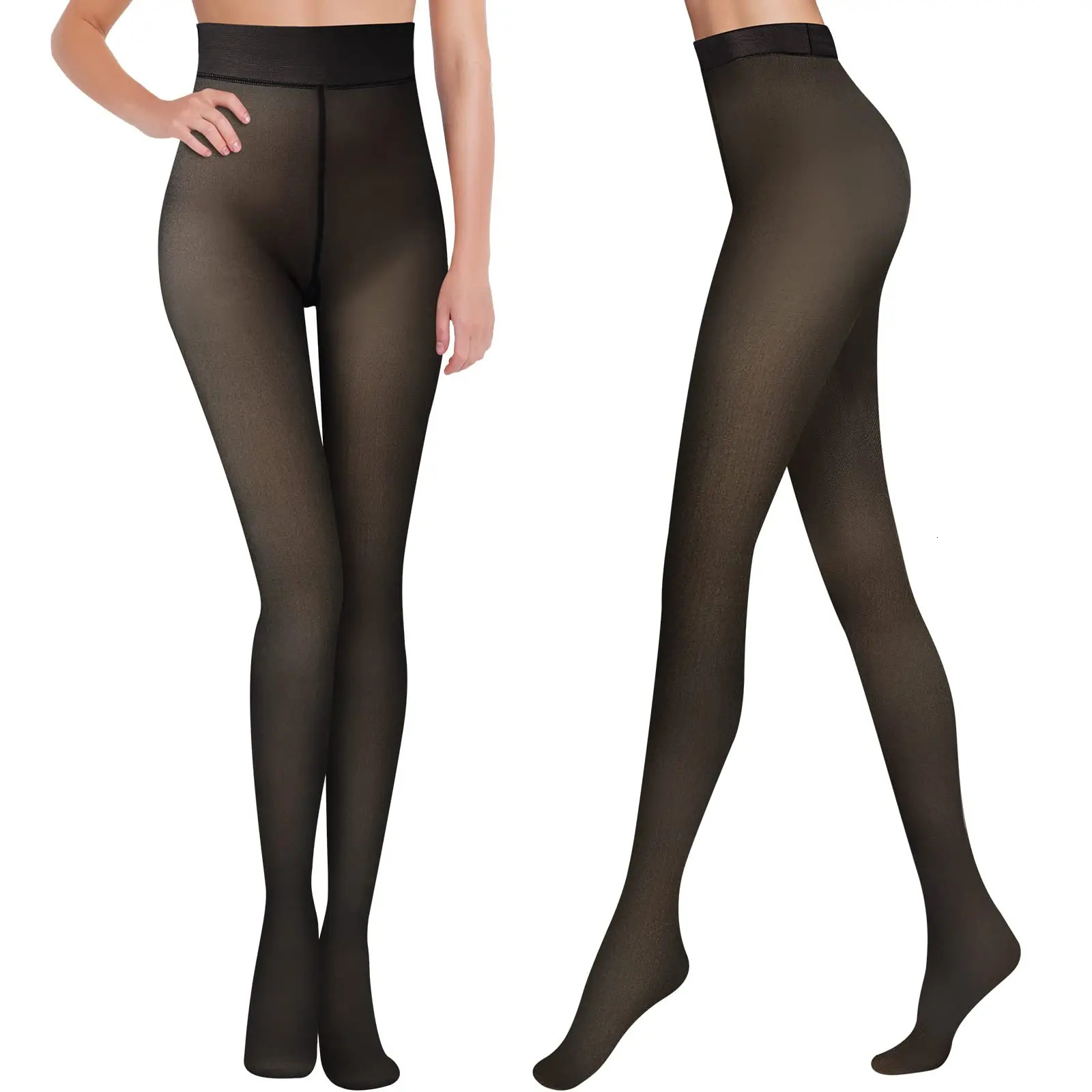 Womens Fleece Tights Ladies Warm Winter Leggings Thick Panty Translucent Pantyhose Thermal Stockings Woman 241204