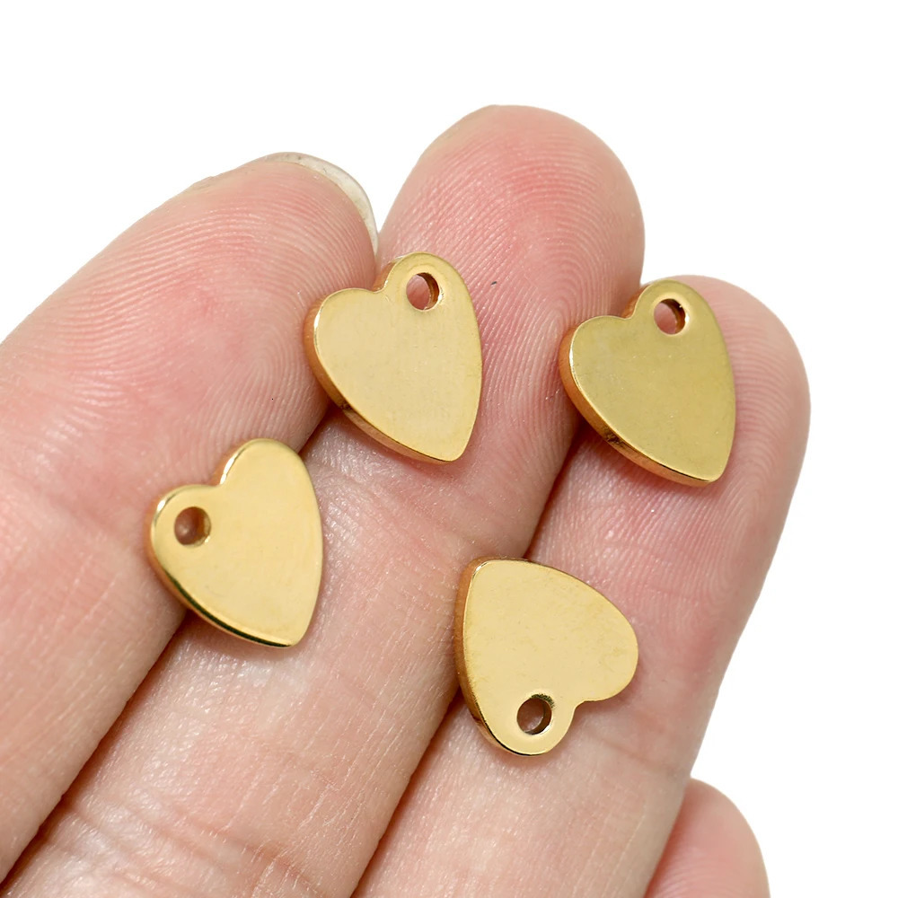 20pcs Stainless Steel Small Flat Heart Pendant Charms for DIY Jewelry Making Necklace Ornaments Bracelet End Tail Charm Supplies 241122
