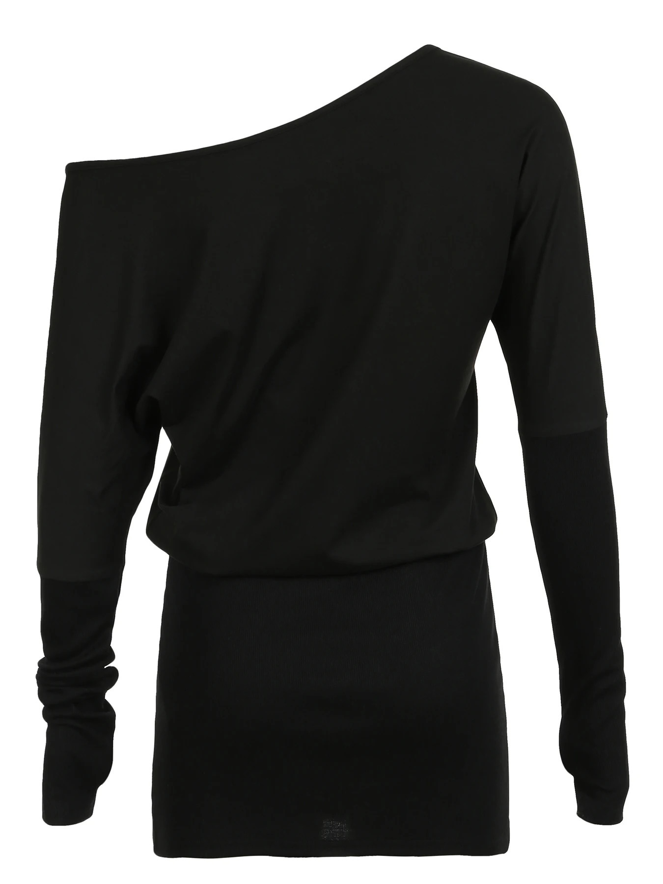 Sweetown Off Shoulder Long Sleeve Elegant Fashion Loose Blouses Dresses Women Black Solid Simple Slim Short Asymmetrical Dress 241204