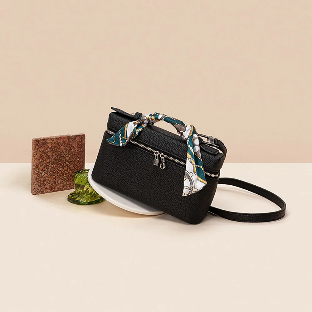 Female LP Leather Handbag Gentle Temperament White Small With Cowhide Top Layer Single Shoulder Crossbody Square Bag Bags 241204