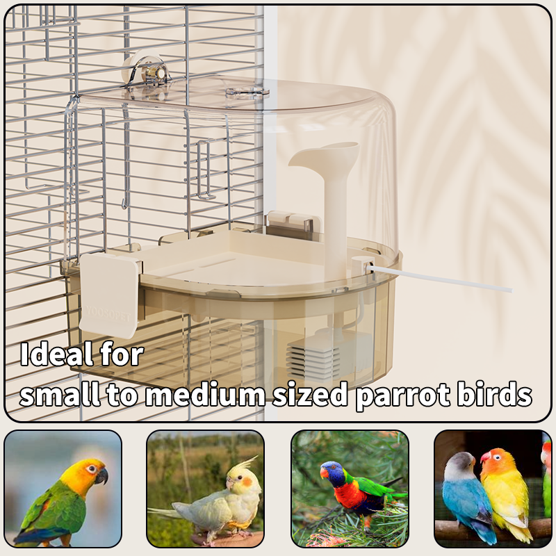 Indoor Water Circulation Bird Baths,Hanging Parrot Bath for Cage,Bird Accessories for Cages,Parrot Shower Box for Lovebirds,Parakeet,Conure, Cockatiel