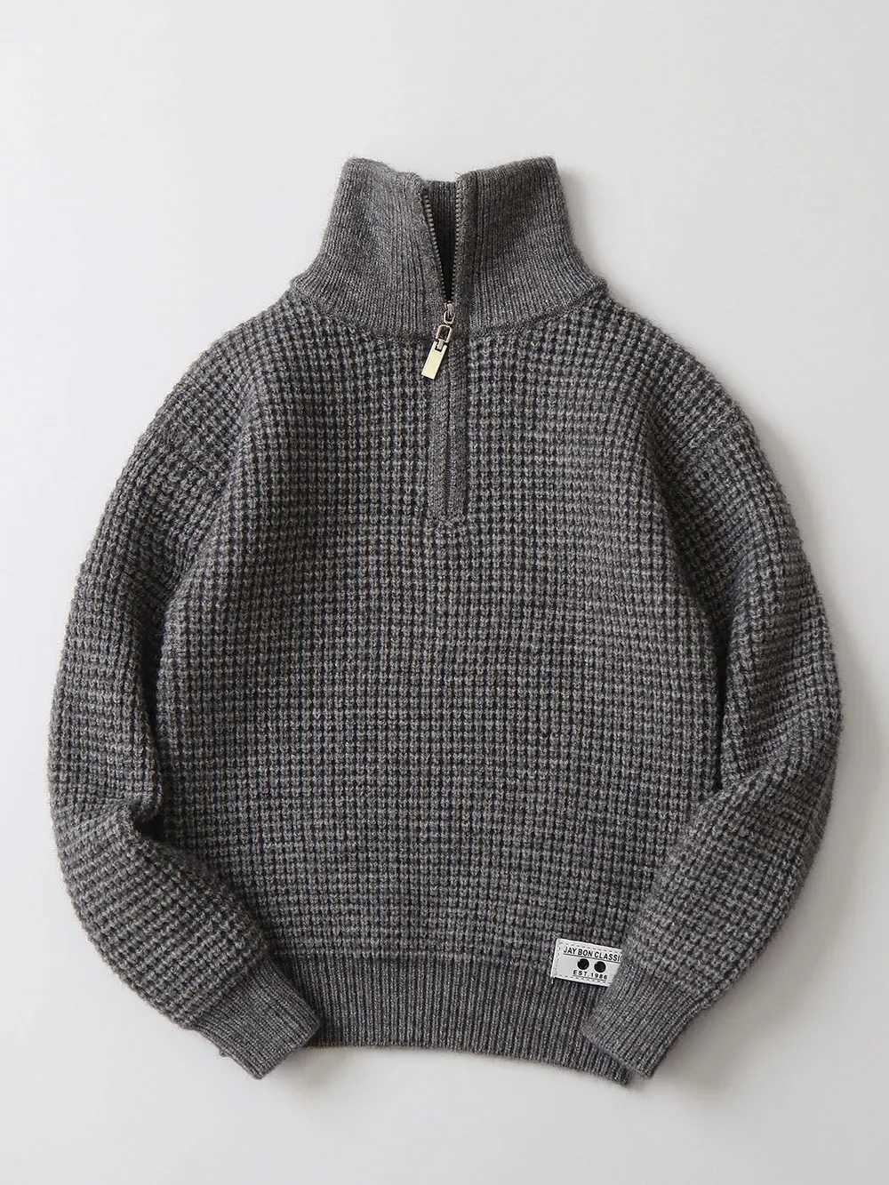 New autumn childrens clothing turtle collar boys sweater warm cashmere childrens knitted floral cotton knitted jacket teenagers top W241205