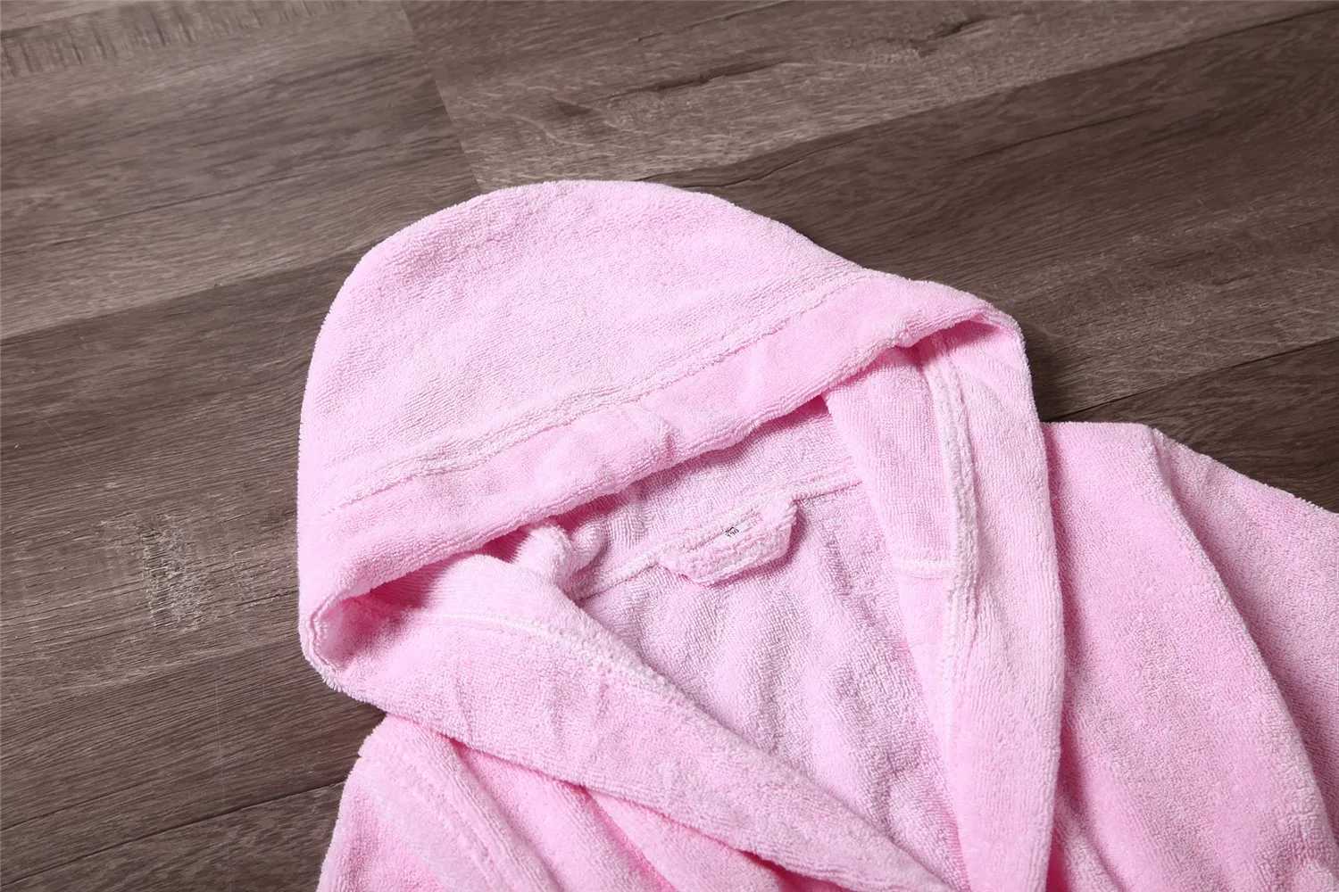 Childrens cotton Terry Bathrobe Spwear white towel evening gown loose casual hoodie childrens pajamas W241204