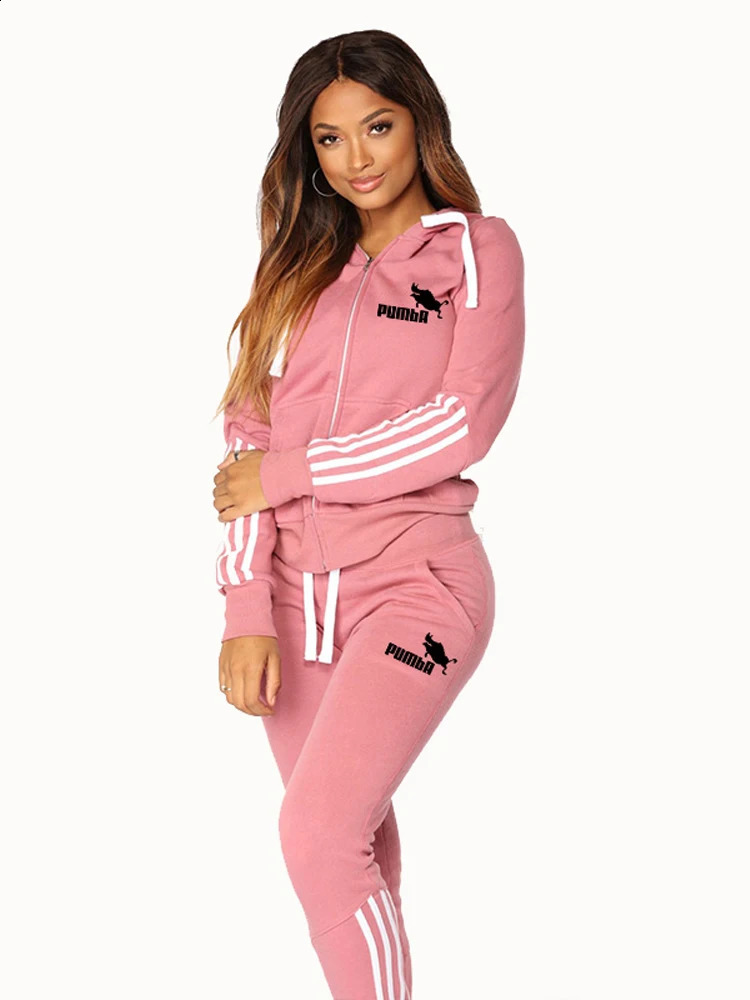 Gym Two Piece Sets for Women Jogging Womens Tracksuit Sports Comfortable Zip Hoodie Outdoors Slim Fit Casual Daily High Quality 241205