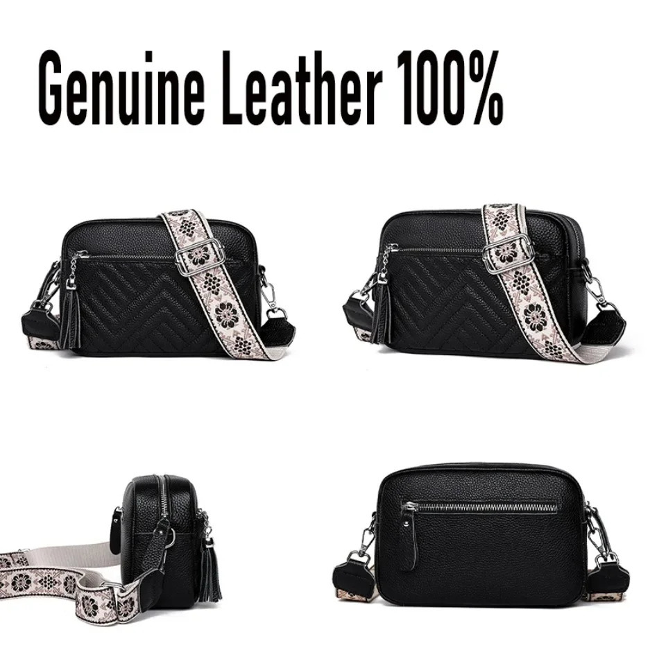 Genuine Leather 100% Shoulder Bag for Women y ner Handbag Purse Trendy Travel Sling Cross Body Casual Messenger 241204