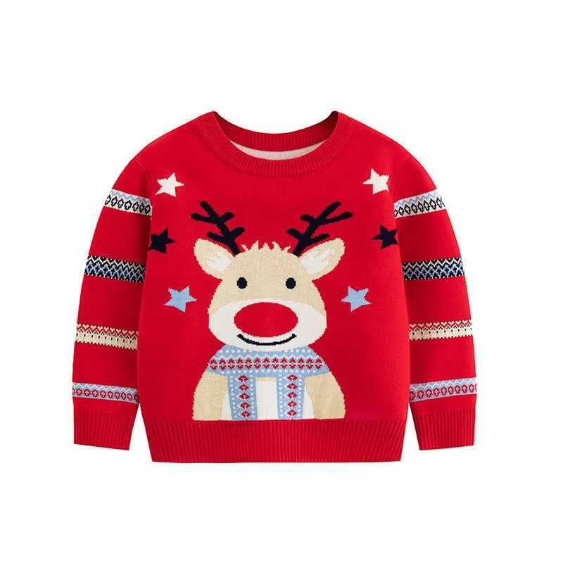 New Christmas Childrens Cotton Sweater Winter Boys and Girls Par Pullover Knitted Clothes Autumn Childrens Printed Warm Knitted 2-6 Years W241205