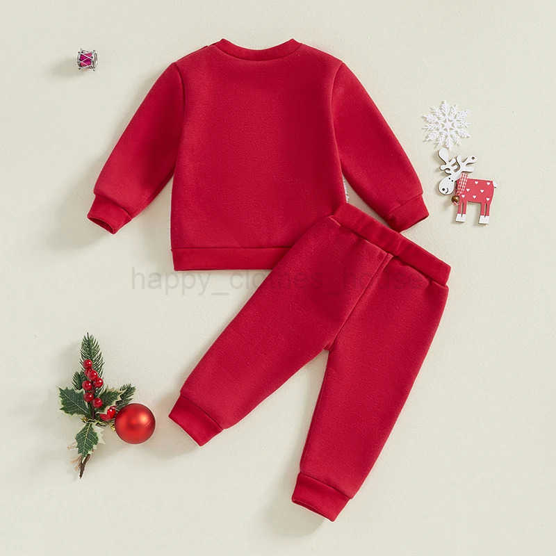 Toddler Baby Boy Girl Christmas Outfit Reindeer Fleece Lined Shirt Pants Set 2 Piece Infant Cute Winter ClothesXJ241205