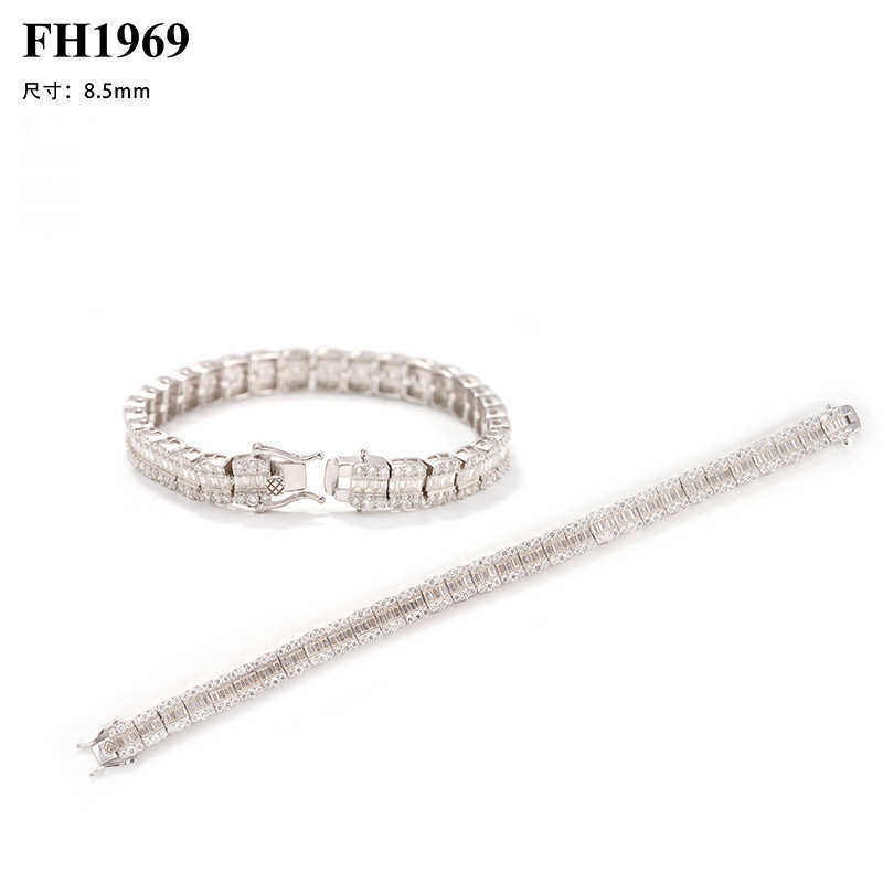Diamond hair new 925 sterling silver bracelet VVS moissanite 8.5mm mens and womens jewelry accessories hip-hop bracelet