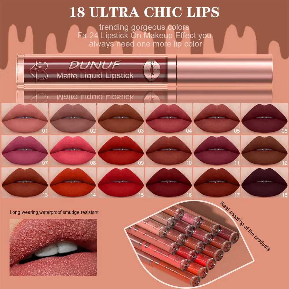 18 Color Waterproof Lip Gloss Nude Apricot Matte Liquid Lipstick Transparent Lip Oil Sexy Rose Red Velvet Matte Lipstick Make UpXJ241205