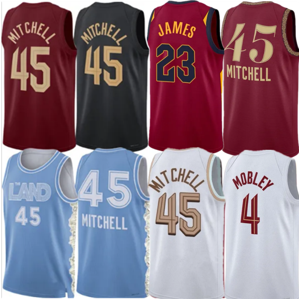 Custom Basketball jerseys Mitchell Garland Mobley Strus Allen Okoro Niang Levert Porter jr. Thompson Jerome Merrill Wade James jersey