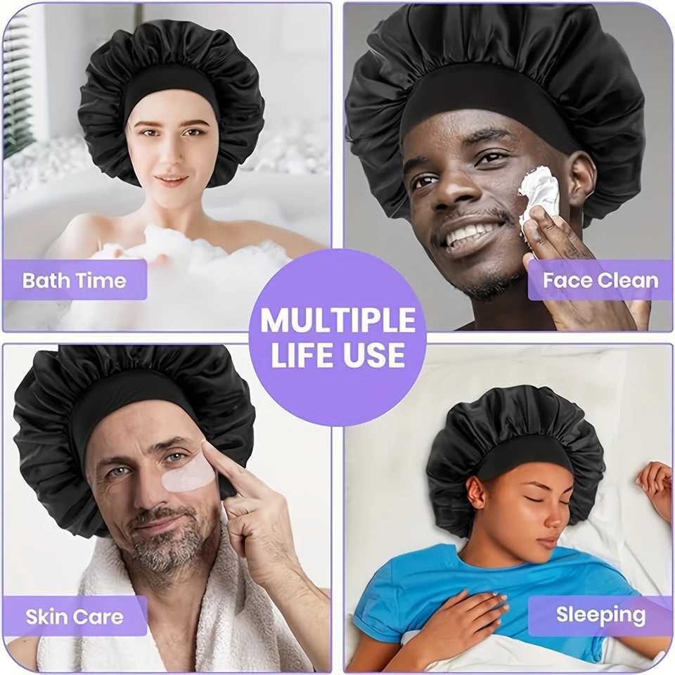 3Pcs Satin Bonnet Silk Bonnet Hair Bonnet For Sleeping Reusable Adjusting Hair Care Wr Sleep Cs For Women Silk Bonnet ForXJ241205