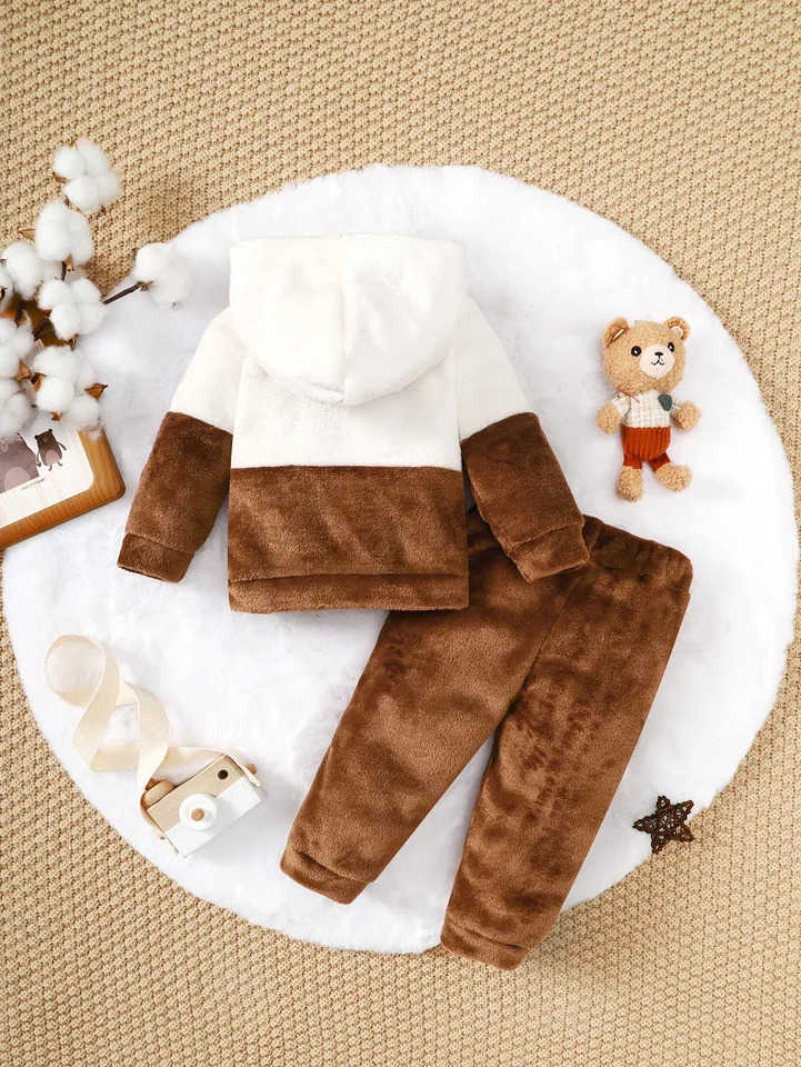 Winter newborn infant baby girls sweater baby set Long-sleeved hooded soft fashion cute baby clothingXJ241205