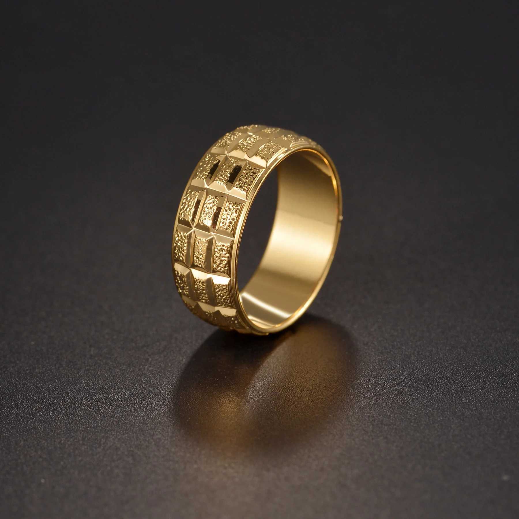 8mm Fashion Mens Ring Stainless Steel Gilded Irregular Wedding Ring Anniversary Classic Mens Party Gift W241205