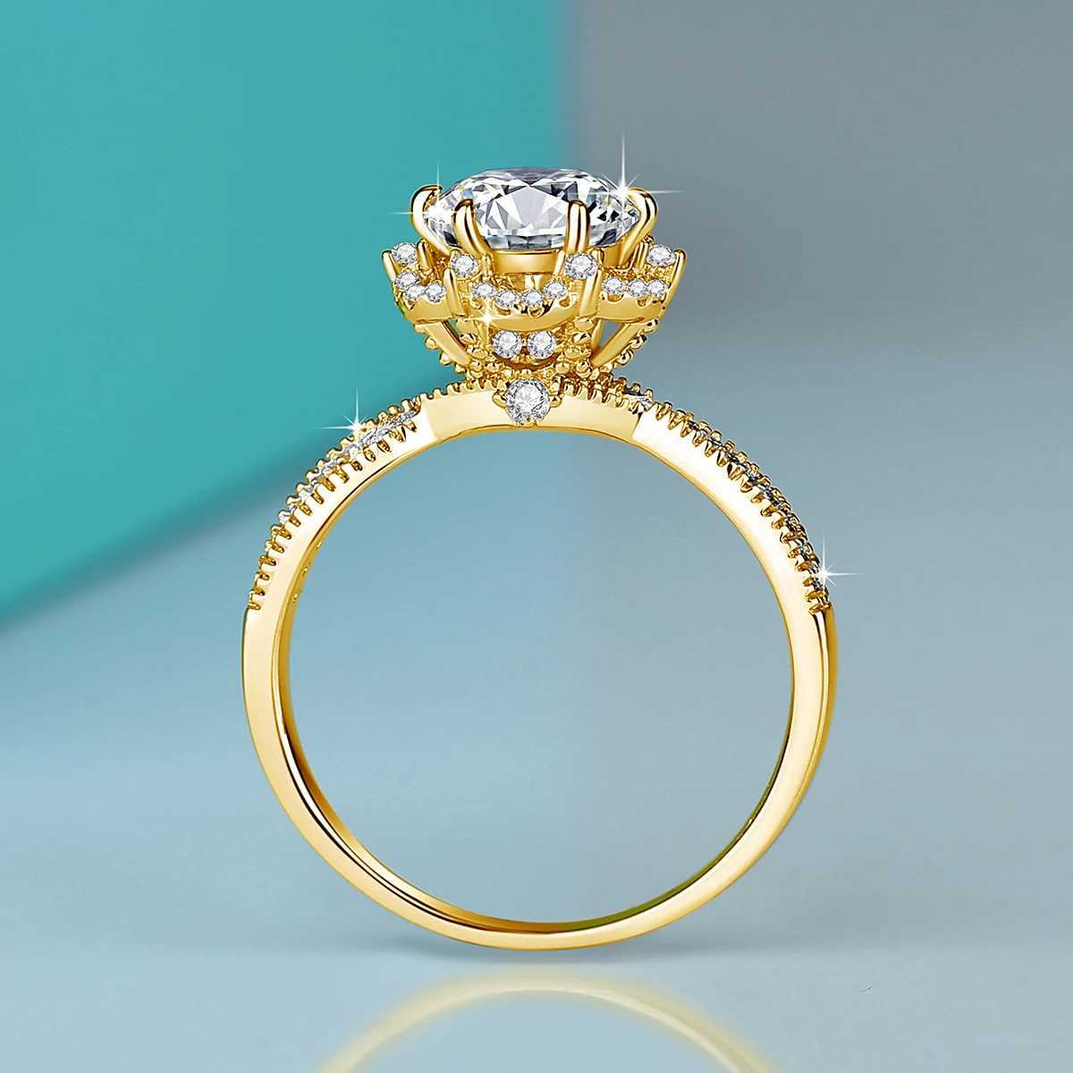 Szjinao 1ct/1.5ct/2ct D colored silica flower wreath for engagement 18k gold-plated 925 sterling silver wedding womens jewelry W241205