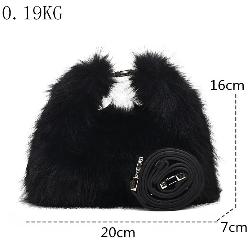 Winter Fashion Plush Womens Hand bag Cute Soft Faux Fur Small Tote Female Shoulder Crossbody Purse Luxury Trend Bucket Handbag 241205
