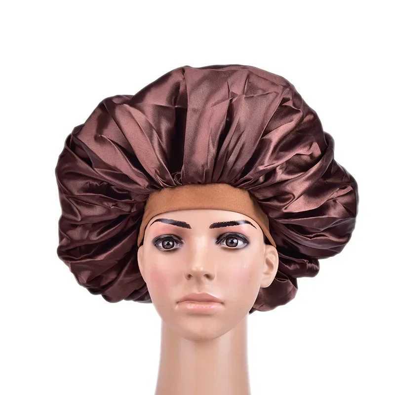 New Solid Women Satin Bonnet Fashion Stain Silky Big Bonnet for La Sleep C Hear Hat Hair Wr Accories WholesaleXJ241205