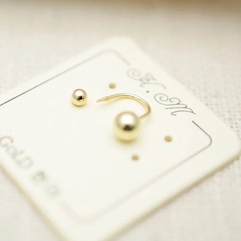 Solid 14k gold round horseshoe shaped earrings with screw back perforated jewelry genuine AU585 gold stud earrings Korean Japanese style 241205