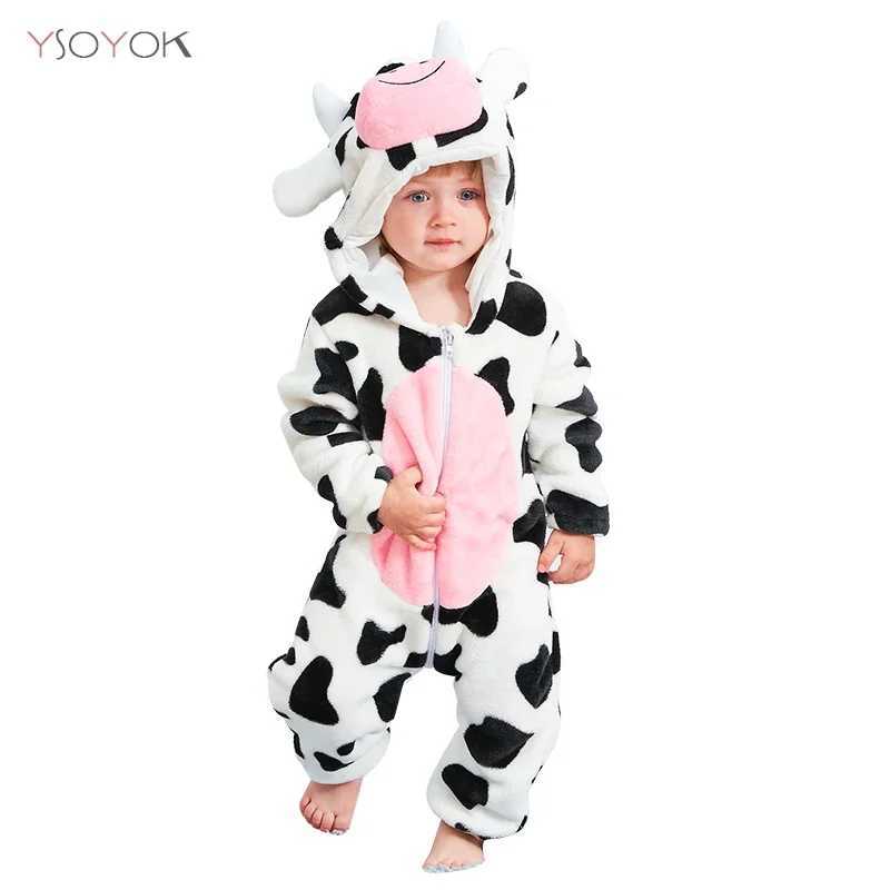 Pajamas Baby Rompers Tiger Girls Clothes New Born Baby Cartoon Pajamas Winter Animal Flannel Outfits Toddler Costume Baby Boys Jumpsuits H241205
