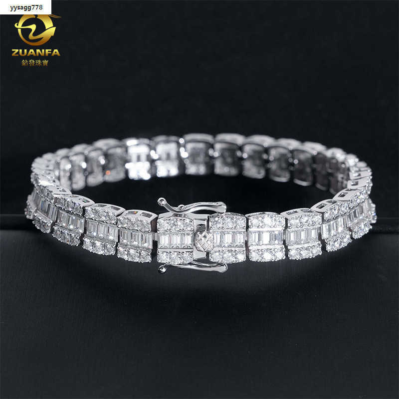 Diamond hair new 925 sterling silver bracelet VVS moissanite 8.5mm mens and womens jewelry accessories hip-hop bracelet