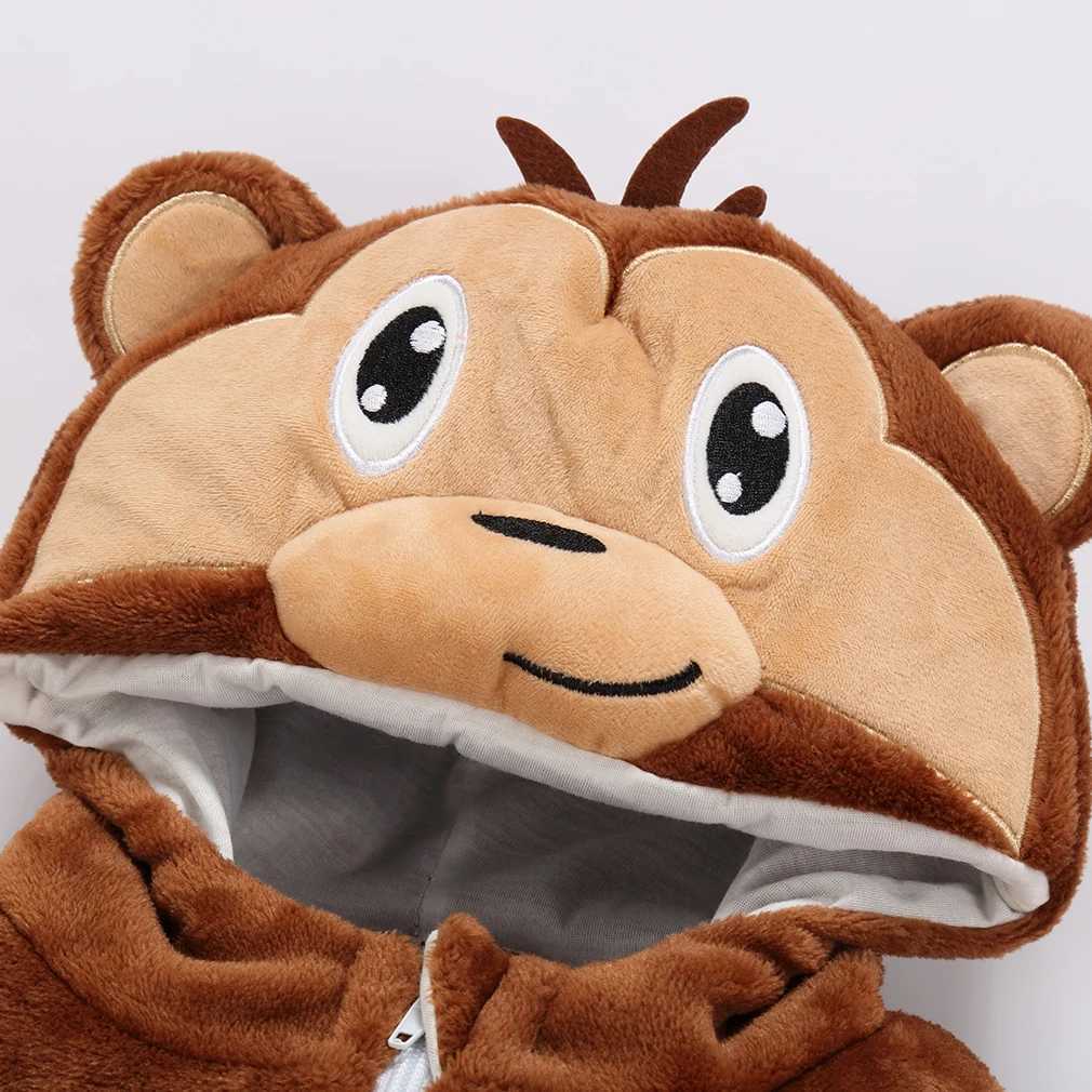 Pajamas 0-4Y Kigurumi Kids Pajamas Zipper Lion Dinosaur Monkey Anime Cosplay Costume Winter Flannel Toddler Boy Pyjama Baby Girl Onesie H241205 H24120