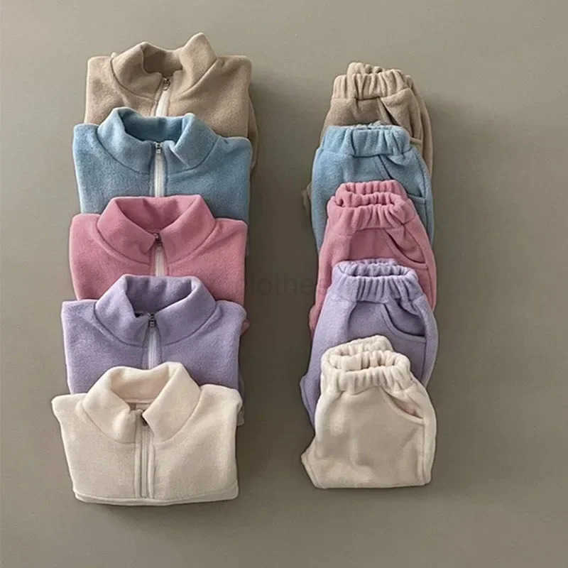 Winter Baby Clothes Sets Thicken Coats+Pants 2Pcs for Kids Children Sports Suits Solid Color Thicken Toddler Casual TracksuitXJ241205