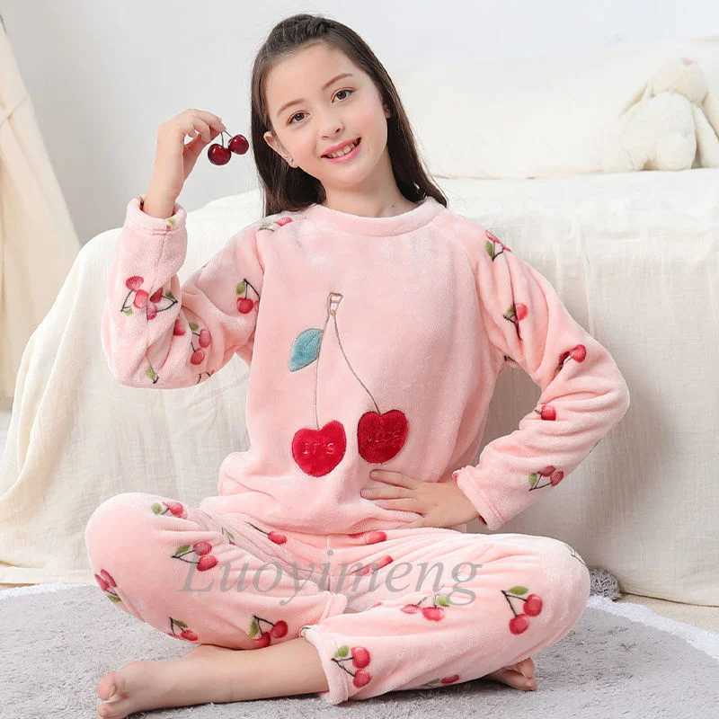 Pajamas Winter Childrens Pajamas Kids Plush Thick Pajama Set Sleepwear Nightwear Boy Girl Pyjamas Warm Rabbit Pijamas for 6 10 14 Years H241205