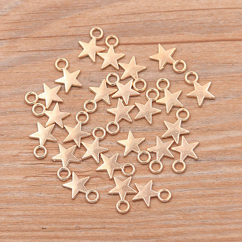 100PCS 811mm 3 Color Metal Zinc Alloy MINI Fivepointed Star Charms Fit Jewelry Pendant Makings DIY Handmade Craft 241122