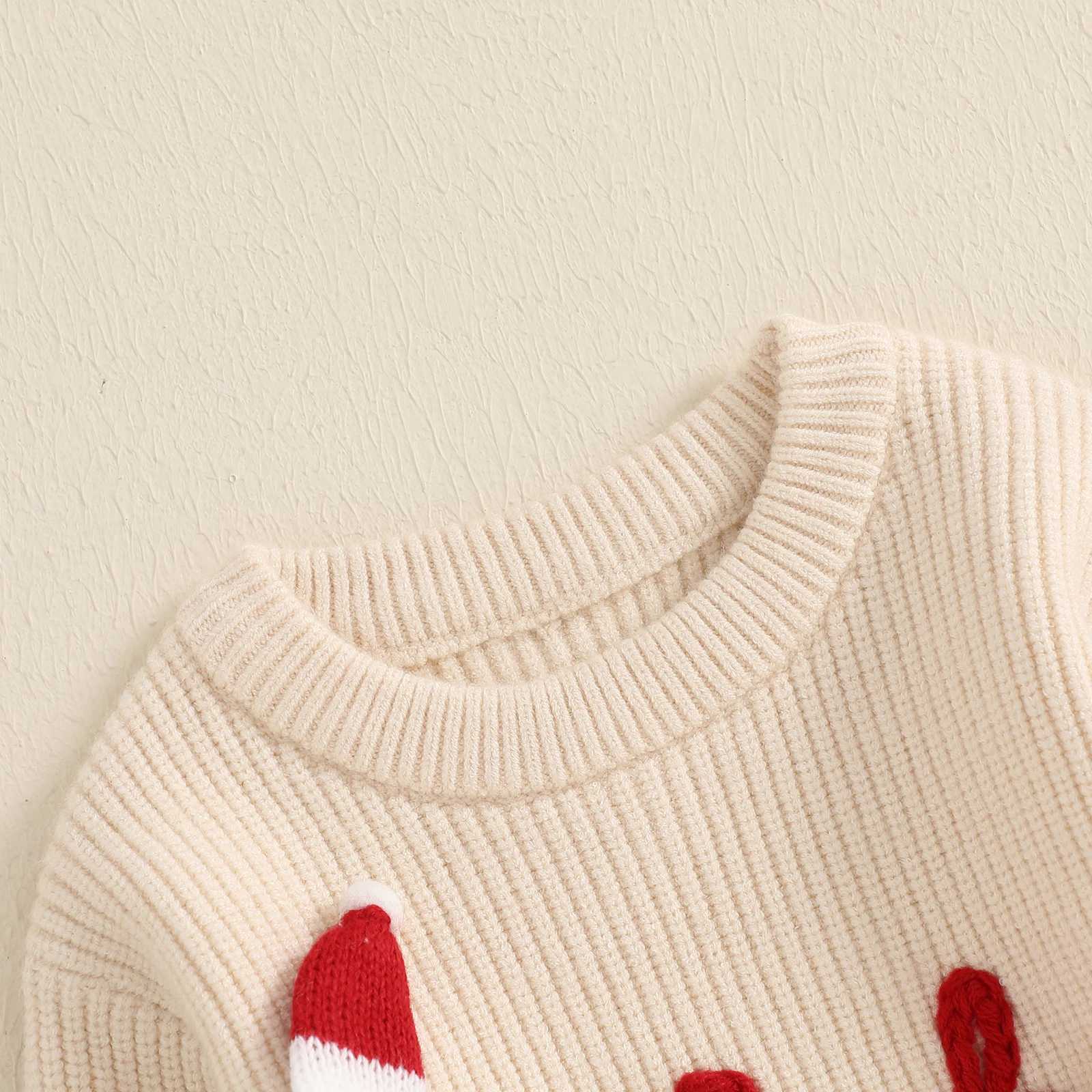 MISOWMNJOY Cute Knitted Baby Christmas Sweater Warm and Casual Newborn Parachute Letter Embroidered Christmas Hat Baby Pullup Top W241205
