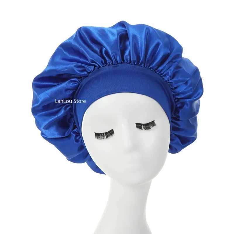 Womens Satin Solid Wide-brimmed Sleeping Hat Night Sleep C Hair Care Bonnet Nightc For Women Men Unisex C bonnet de nuitXJ241205