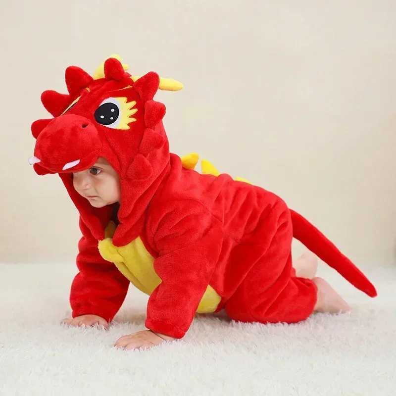 Pajamas Cartoon Flannel Baby Rompers Dinosaur Panda Pajamas Cotton Baby Boy Girls Animal Costume Baby Jumpsuit Kigurumi Outfit H241205