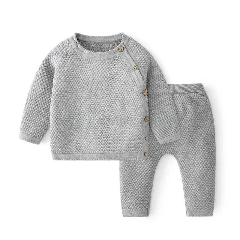 Baby Clothes Sets Ensembles Cotton Spring Newborn Boy Girl Infant Clothing Tops And Pants Knitted Sweater Baby Pajamas SetsXJ241205