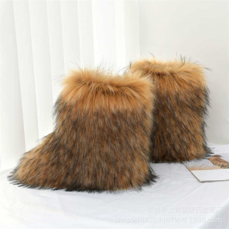 2025 Thick soled height increasing one foot warm snow boots with added fleece, Parent-children short tube warm Korean version women's cotton shoe